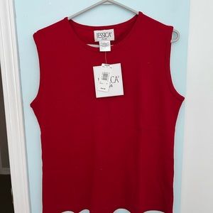 Ladies red cotton sleeveless top